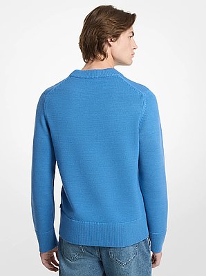 Su&eacute;ter de lana con cuello redondo y dise&ntilde;o acanalado