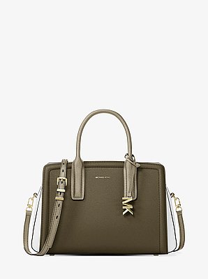 Laila Medium Color-Block Pebbled Leather Satchel