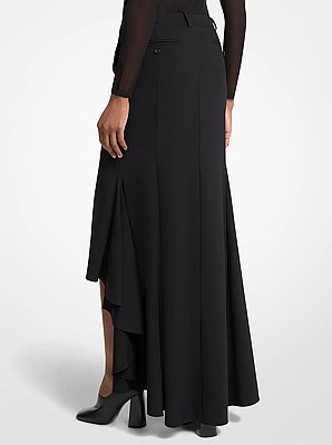 Wool Serge High-Low Trouser Skirt