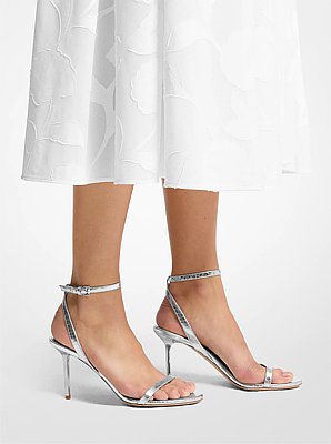 Gwyneth Metallic Snake Embossed Leather Sandal