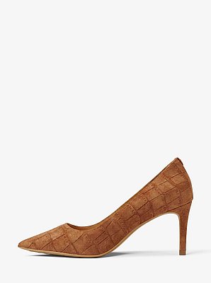 Alina Flex Crocodile Embossed Suede Pump