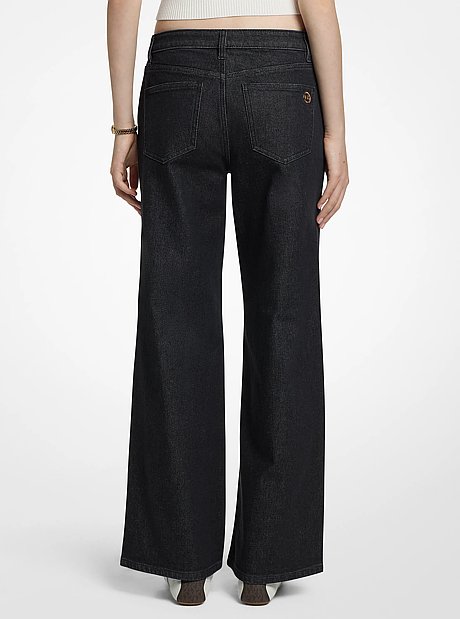 Stretch Denim Relaxed Wide-Leg Jeans