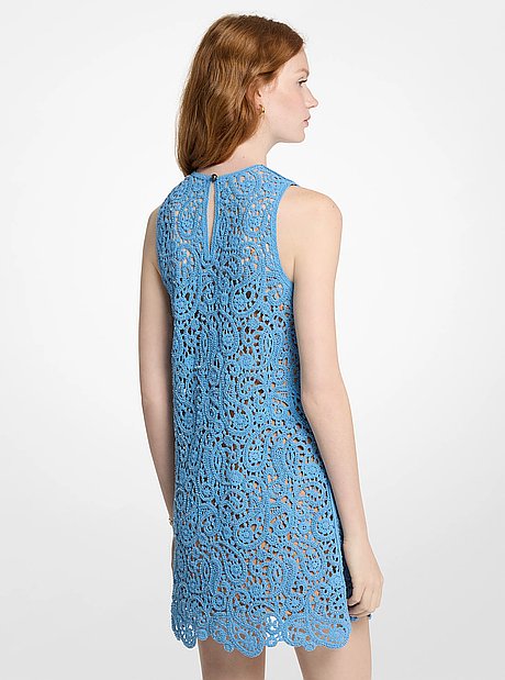 Robe en coton crochet&eacute; &agrave; imprim&eacute; cachemire