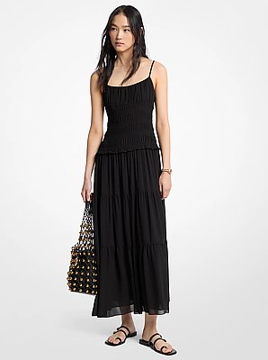 Smocked Georgette Maxi Dress