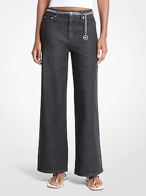 Stretch Denim Wide-Leg Jeans