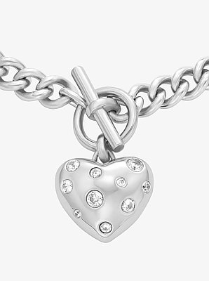 Collier &agrave; breloque en forme de c&oelig;ur et &agrave; pav&eacute;