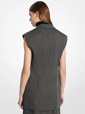 Covert Twill Wool Sleeveless Blazer