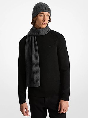 Ribbed Knit Beanie Hat and Scarf Set