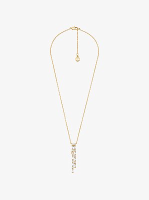 Pav&eacute; Baguette Drop Necklace