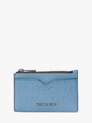 Hudson Logo Embossed Leather Card Case in CHAMBRAY | Michael Kors image number 0