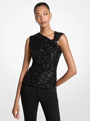 Embellished Stretch Knit Top