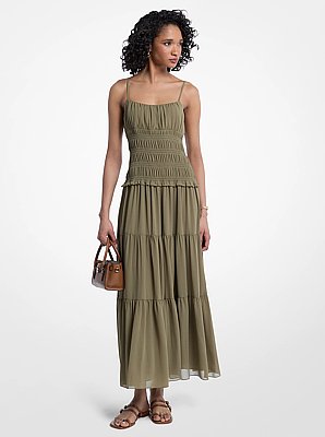 Smocked Georgette Maxi Dress