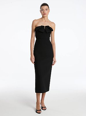 Wool Gabardine Origami Strapless Sheath Dress