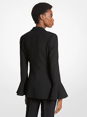 Blazer in doppio cr&ecirc;pe sabl&eacute; con maniche svasate