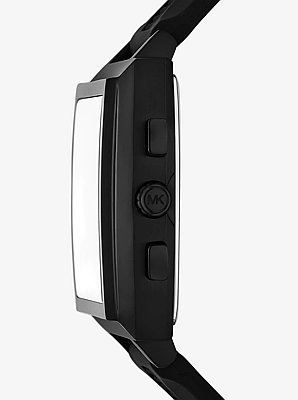 Oversized Rhys Black-Tone and Silicone Watch