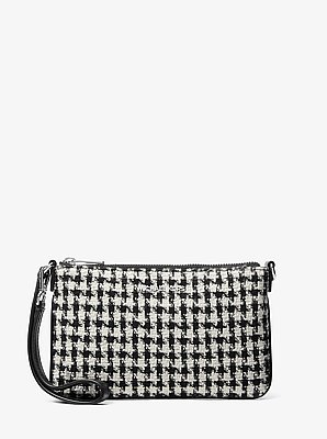 Jet Set Travel Woven Houndstooth Convertible Wristlet