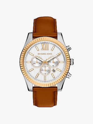 Montre Lexington bicolore surdimensionn&eacute;e en cuir