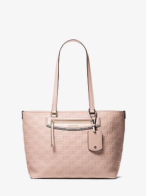 Jet Set Travel Medium Logo Embossed Leather Tote Bag