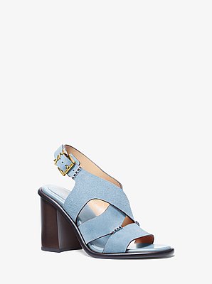 Raven Suede Block Heel Sandal in CHAMBRAY | Michael Kors image number 0