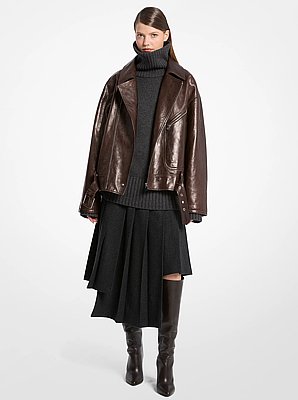 Washed Leather Moto Jacket