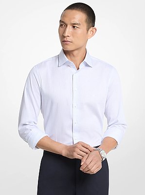 Slim-Fit Herringbone Striped Cotton Shirt