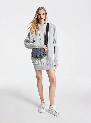 Vestido con capucha y hombreras de mezcla de algod&oacute;n