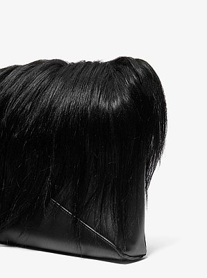 Jeanne Medium Shearling and Leather Envelope Clutch