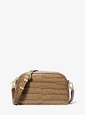 Jet Set Small Crocodile Embossed Leather Crossbody Bag