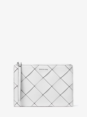 Pochette da polso Jet&nbsp;Set Travel extra-large in pelle intrecciata