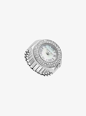 Reloj anillo Liliane en tono plateado con pav&eacute;