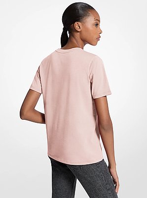 Sequined Logo Cotton T-Shirt