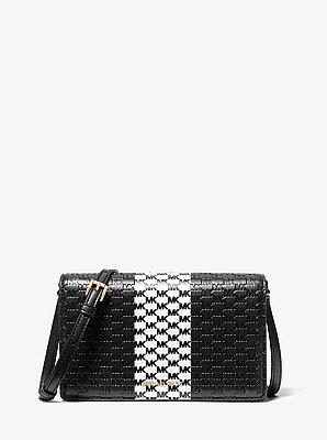 Jet Set Medium Logo Embossed Leather Crossbody Bag