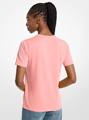 Camiseta de punto de algod&oacute;n org&aacute;nico con logotipo con tachuelas