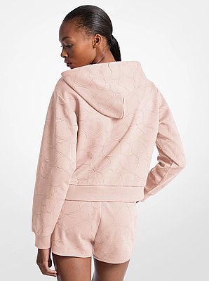 Sudadera con capucha de mezcla de algod&oacute;n con bordado de coraz&oacute;n
