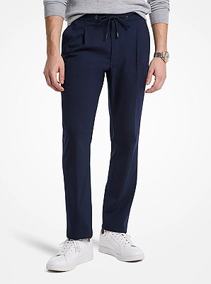 Pantalon tiss&eacute; &agrave; cordon