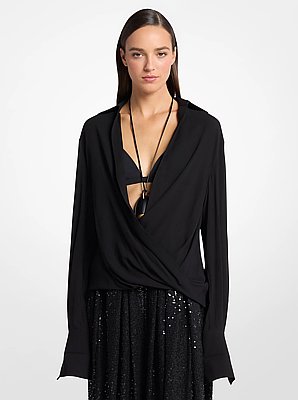 Silk Georgette Wrap Blouse