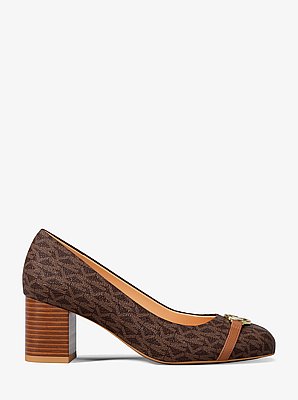 Dori Signature Logo Block Heel Pump