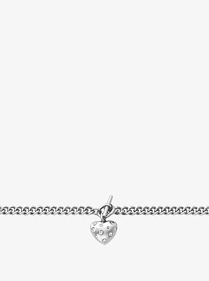 Bracelet &agrave; breloque en forme de c&oelig;ur et &agrave; pav&eacute;