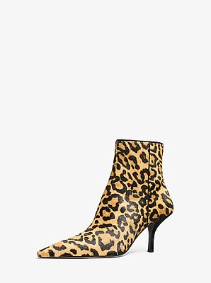 Selina Leopard Print Calf Hair Ankle Boot
