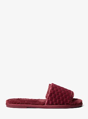 Alexis Logo Debossed Velvet Slide Sandal