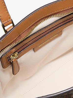 Taryn Small Signature Logo and Leather Convertible Crossbody Bag