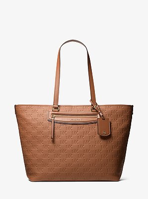 Jet Set Travel Extra-Large Logo Embossed Leather Tote Bag