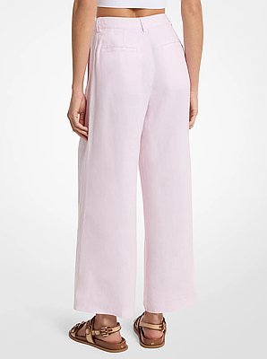 Pleated Linen Wide Leg Pants