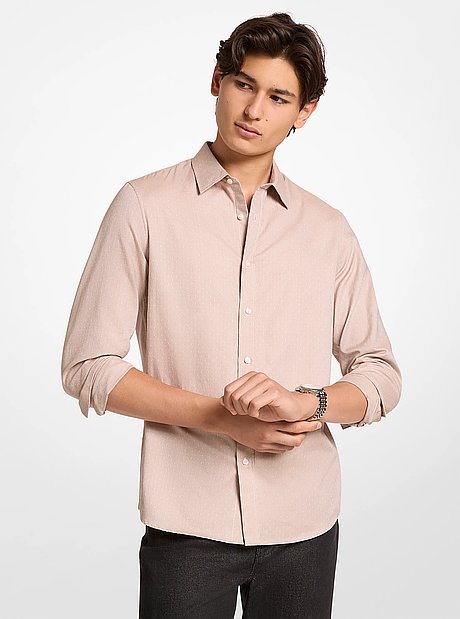 Classic-Fit Printed Cotton Blend Dobby Shirt