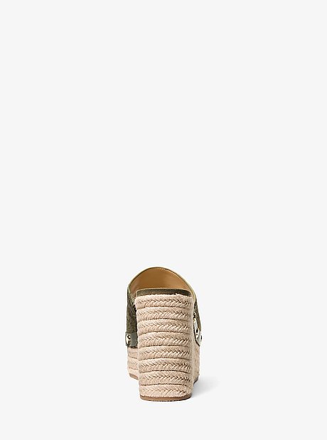 Micah Logo Debossed Polyester Microsuede Wedge Sandal