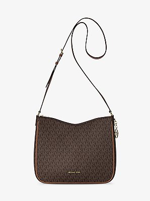 Nayla Medium Signature Logo Messenger Bag in BROWN | Michael Kors image number 0