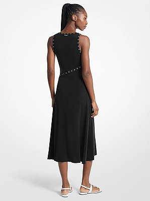 Grommeted Stretch Matte Jersey Tank Midi Dress