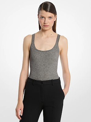 Ribbed Stretch Viscose Tank Top Bodysuit