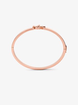 Precious Metal-Plated Brass Pav&eacute; Logo Bangle
