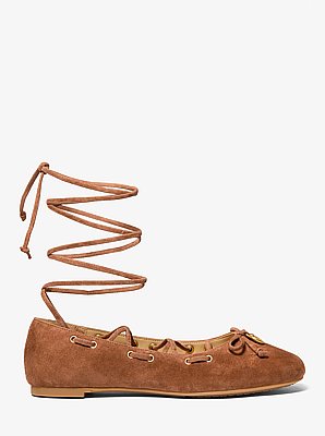 Shae Flex Suede Ballet Flat in LUGGAGE | Michael Kors image number 1